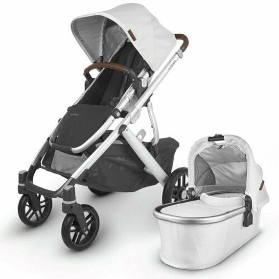 Uppababy Vista V2 Stroller - Bryce (White Marl/Silver/Saddle Leather)