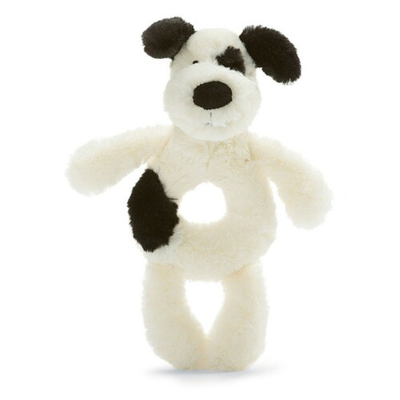 Bashful Black & Cream Puppy Rattle