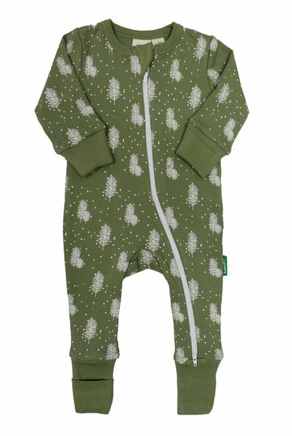 Parade Organics Signature Print '2-Way' Zip Romper - Long Sleeve Snowy Trees