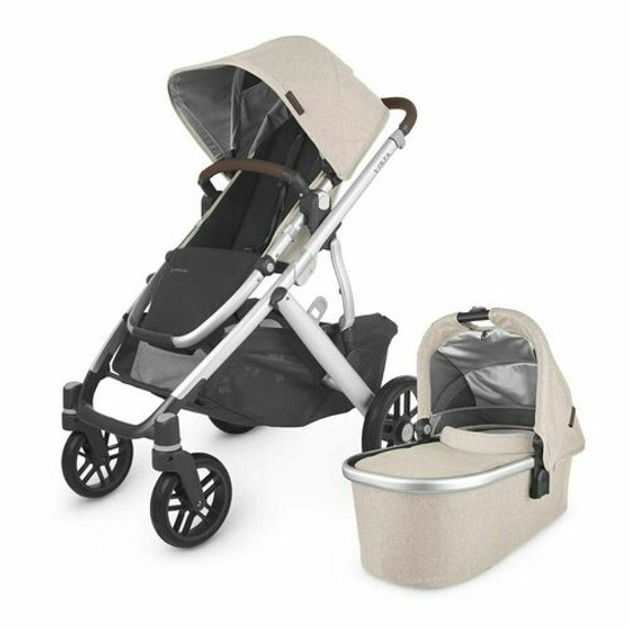UppaBaby Vista V2 Stroller - Declan (Oatmeal Mélange/Silver/Chestnut Leather); Active Baby Vancouver Canada