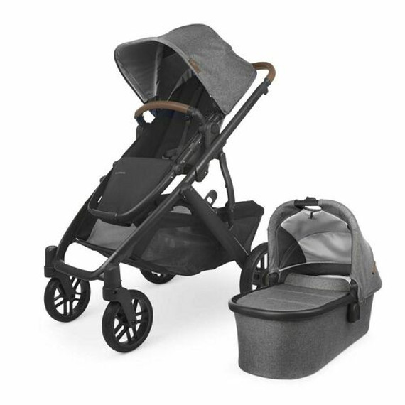 UppaBaby Vista V2 Stroller - Greyson (Charcoal Mélange/Carbon/Saddle Leather); Active Baby Vancouver Canada