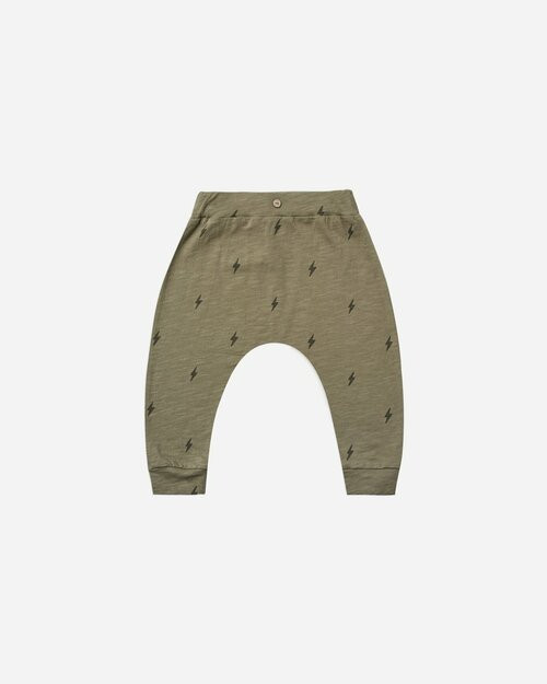 Rylee & Cru Slouch Pant - Lightning Bolts (Olive)