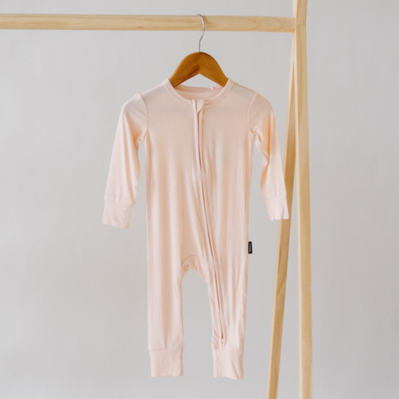 Ribbed Bamboo Footless Zipper Sleeper -Dusty Peach Ribbed Bamboo Footless Zipper Sleeper -Dusty Peach