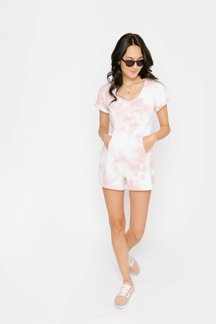 Smash & Tess Shorty Anyday Romper - Cotton Candy Sky Tie Dye