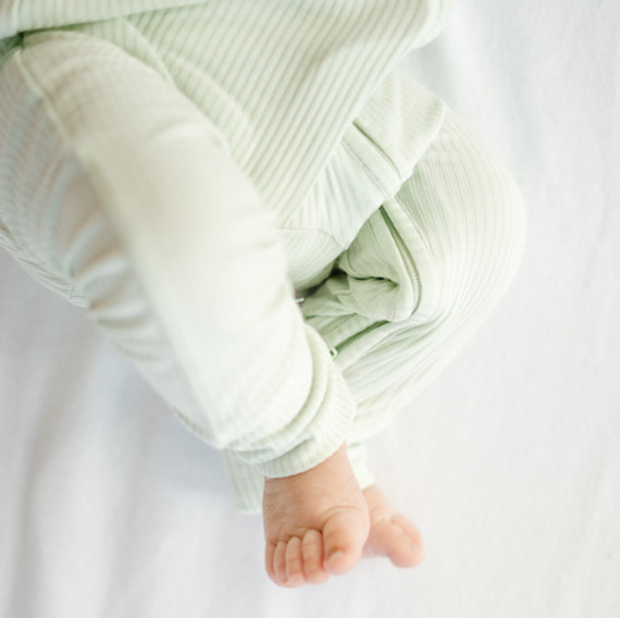 Ribbed Bamboo Footless Zipper Sleeper - Meadow Mist Ribbed Bamboo Footless Zipper Sleeper - Meadow Mist