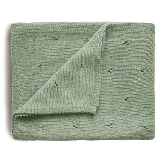 Mushie Pointelle Baby Blanket- Sage Mushie Pointelle Baby Blanket- Sage