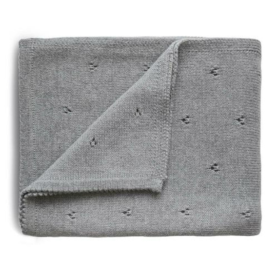 Mushie Pointelle Baby Blanket- Grey Melange Mushie Pointelle Baby Blanket- Grey Melange
