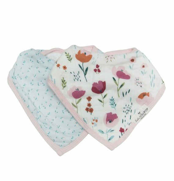 LouLou Lollipop Bandana Bib Set- Rosey Bloom