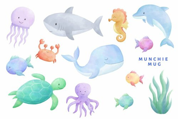 Munchie Mug Dishwasher Safe Stickers- Under the Sea Munchie Mug Dishwasher Safe Stickers- Under the Sea