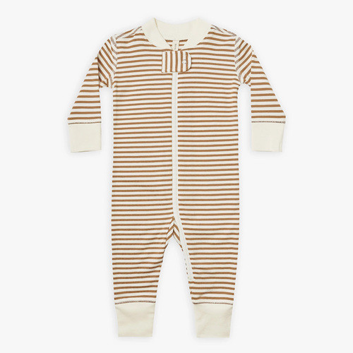 Quincy Mae Zip Long-sleeve Sleeper in Walnut Stripe