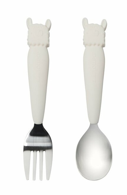 LouLou Lollipop Big Kid's Spoon & Fork Set- Llama