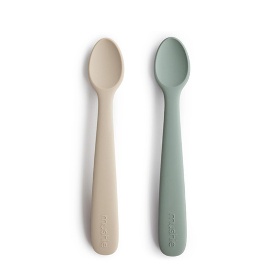 Mushie Silicone  Feeding Spoon - Cambridge Blue -Shifting Sand Mushie Silicone  Feeding Spoon - Cambridge Blue -Shifting Sand