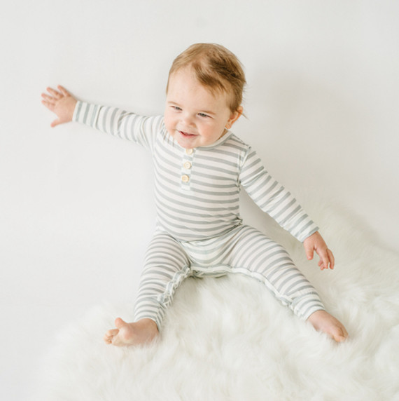 Belan.J L/S Romper - Ash Stripe