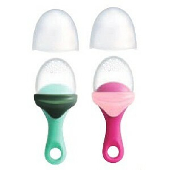 Boon PULP 2-Pack Silicone Feeders in Pink/Green Boon PULP 2-Pack Silicone Feeders in Pink/Green