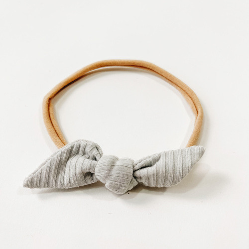 Ribbed Bamboo Little Knot Headband - Silver Cloud