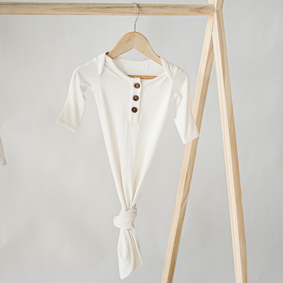 Ribbed Bamboo Sleep Gown - Ivory (0-3M) Ribbed Bamboo Sleep Gown - Ivory (0-3M)