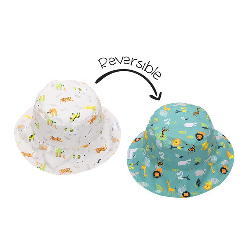 Flapjacks Kids Patterned Sun Hat - Grey/Zoo