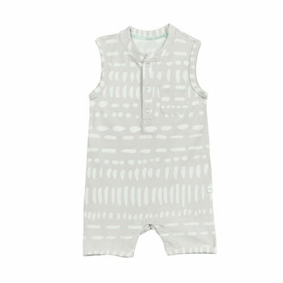 LouLou Lollipop Short Romper - Grey Mudcloth LouLou Lollipop Short Romper - Grey Mudcloth