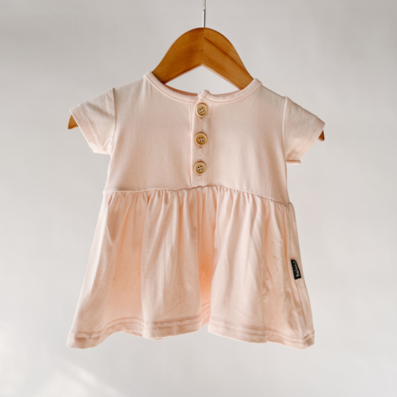 Short Sleeve Peplum Dress - Creamy Peach