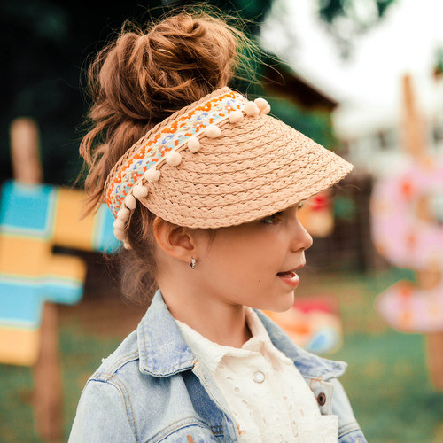 Headster Pompom Straw Visor