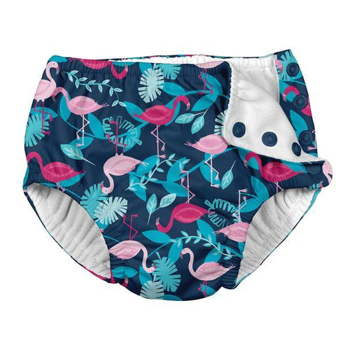 Iplay Snap Reusable Absorbent Swim Diaper- Navy Flamingos