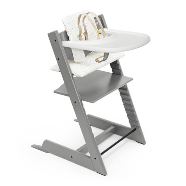 Stokke Tripp Trapp HighChair Complete Storm Grey with Sweetheart Cushion and Tray