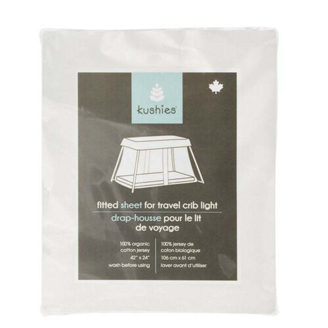 Kushies Organic Fitted Sheet for Travel Crib Lite - White Kushies Organic Fitted Sheet for Travel Crib Lite - White