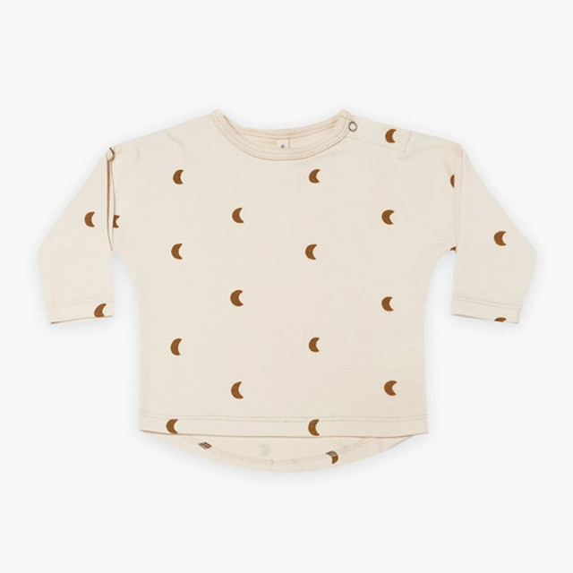 Quincy Mae Long-sleeved Baby Tee - Natural Moons