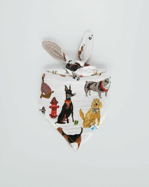 Cotton Muslin Reversible Bandana Bib - Woof 2 Cotton Muslin Reversible Bandana Bib - Woof 2