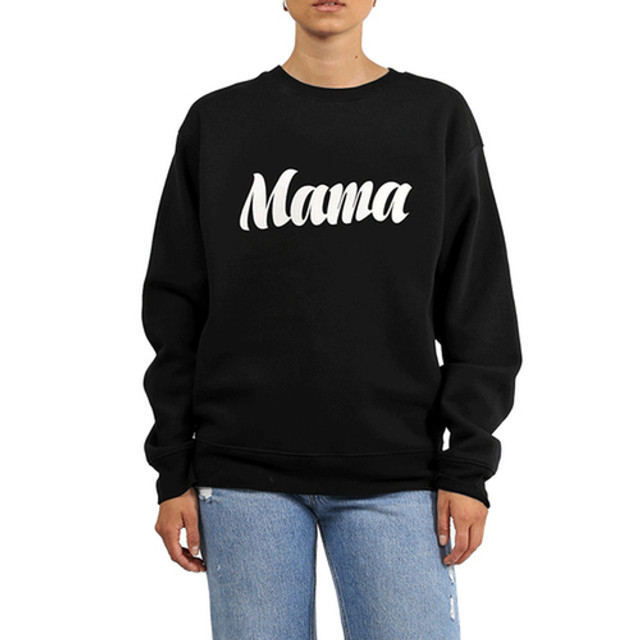 Brunette The Label- "Mama" Cursive Crew- Black Brunette The Label- "Mama" Cursive Crew- Black