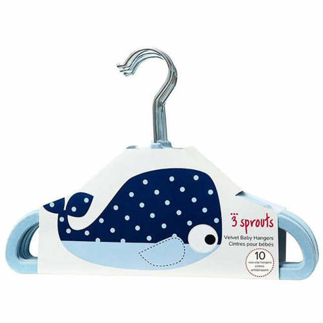 3 Sprouts Velvet Non Slip Hangers 10 per set - Whale 3 Sprouts Velvet Non Slip Hangers 10 per set - Whale