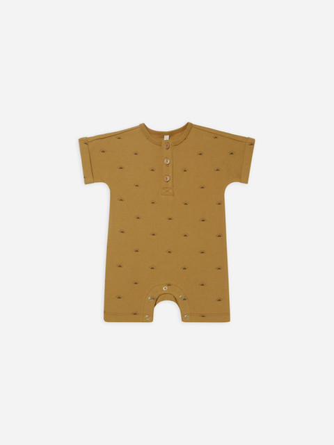 Quincy Mae Short Sleeve Romper - Ocre Suns Quincy Mae Short Sleeve Romper - Ocre Suns
