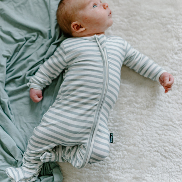 Footed Zipper Sleeper - Ash Stripe Footed Zipper Sleeper - Ash Stripe
