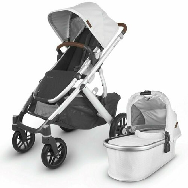 Uppababy Vista V2 Stroller - Bryce (White Marl/Silver/Saddle Leather)