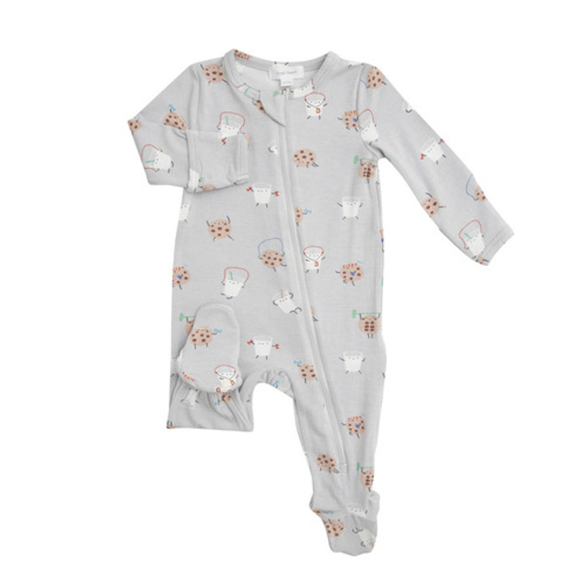 Cookies & Milk Zipper Footie Grey Cookies & Milk Zipper Footie Grey