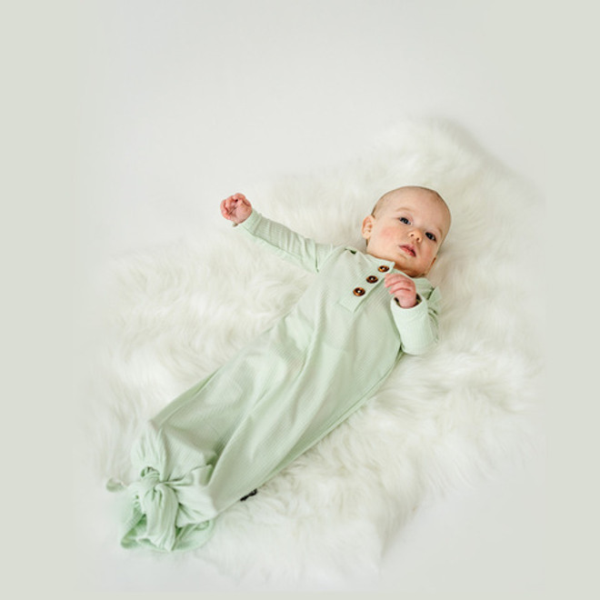 Ribbed Bamboo Sleep Gown - Meadow Mist (0-3M) Ribbed Bamboo Sleep Gown - Meadow Mist (0-3M)