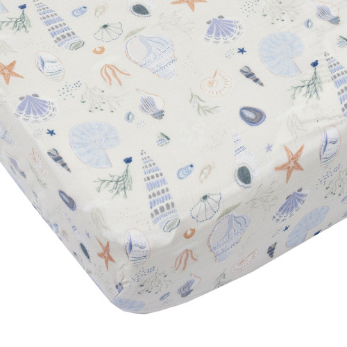 Fitted Crib Sheet - Seashells