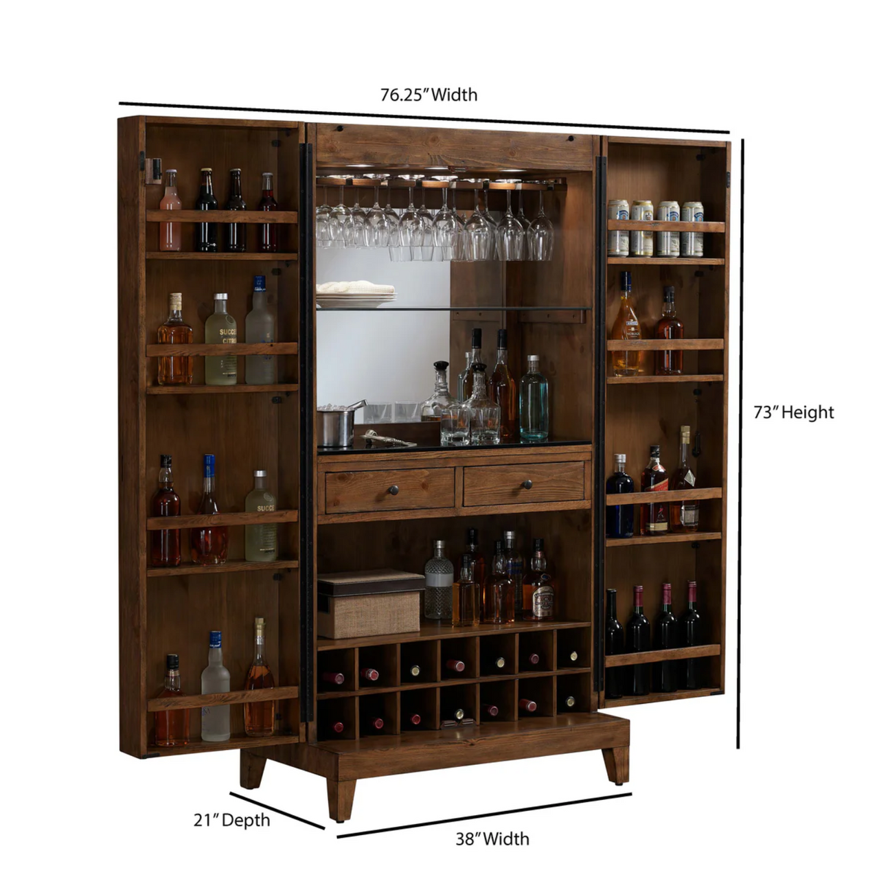 American Heritage Bristol Harvest Wine & Spirit Cabinet - Thumbnail 4