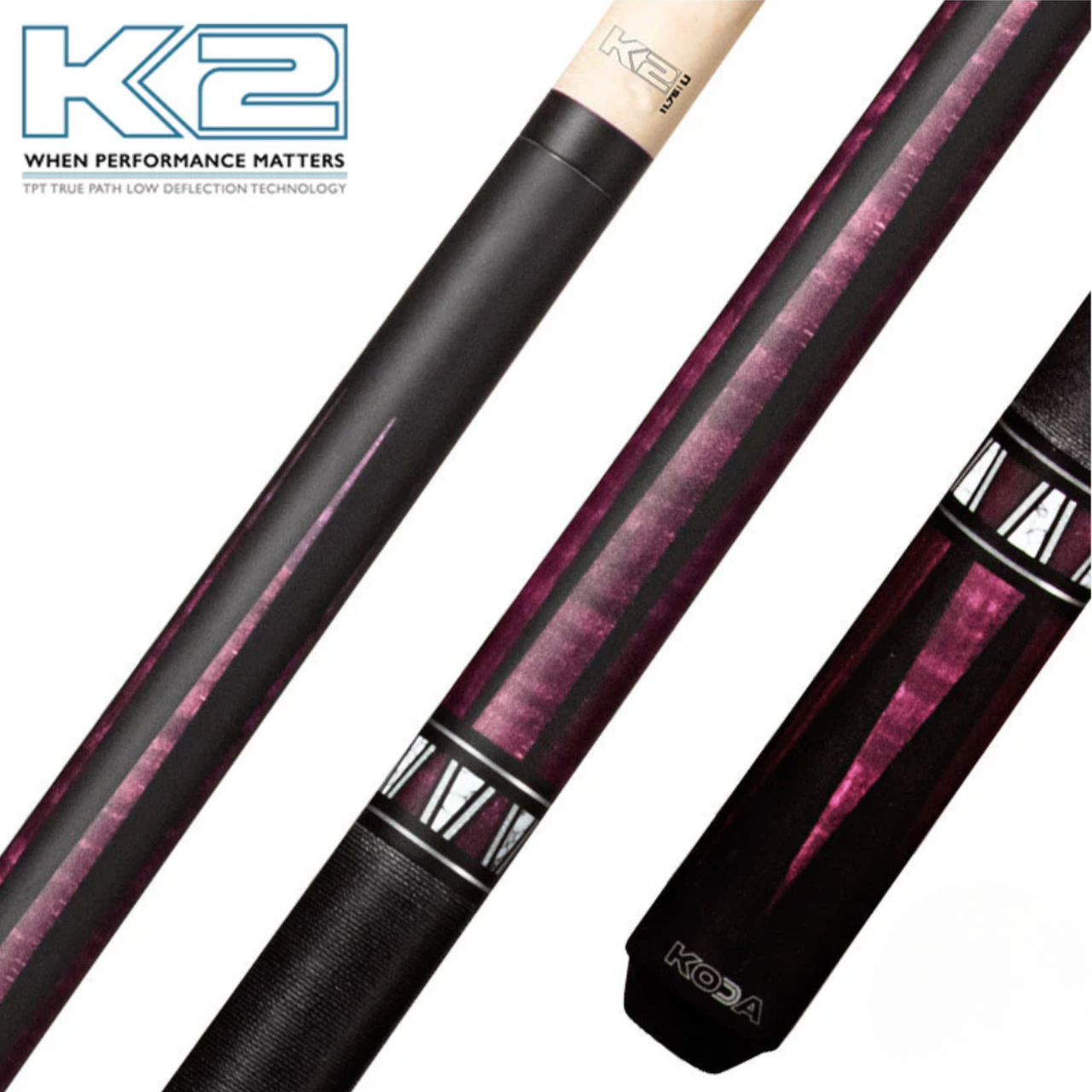 K2 KL170 Matte Black and Purple Graphics 11.75mm Pool Cue
