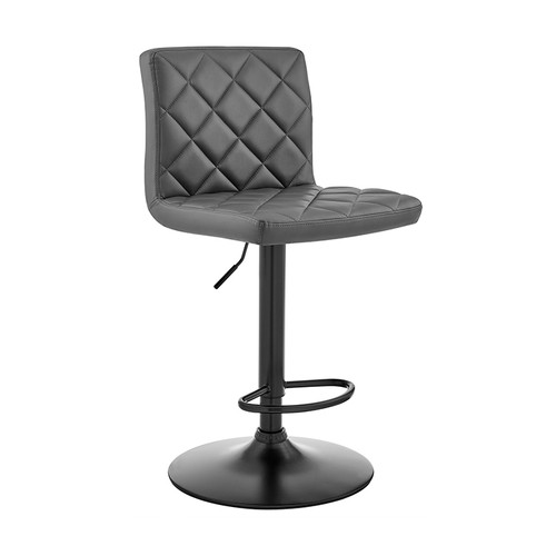 Armen Living Duval Grey Faux Leather Swivel Adjustable Bar Stool