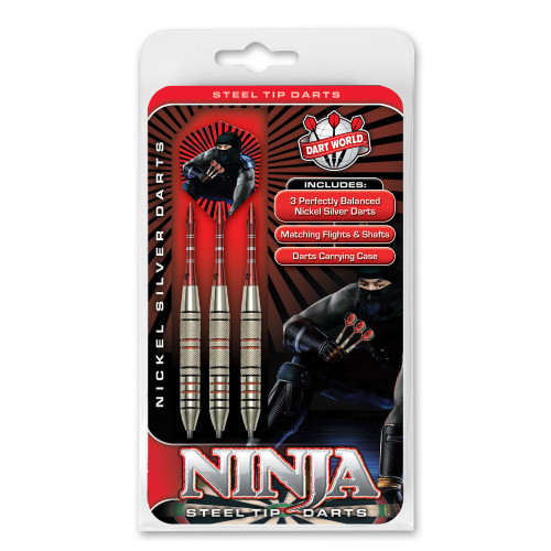 Dart World Ninja Nickel Silver Steel Tip Darts 20g Dart World Ninja Nickel Silver Steel Tip Darts 20g