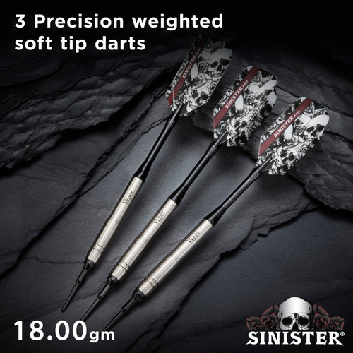 Great Lakes Dart Viper Sinister Grooved Soft Tip Darts 18g Great Lakes Dart Viper Sinister Grooved Soft Tip Darts 18g