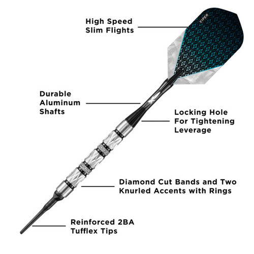 Great Lakes Dart Viper Diamond Black Ring Soft Tip Darts 16g Great Lakes Dart Viper Diamond Black Ring Soft Tip Darts 16g
