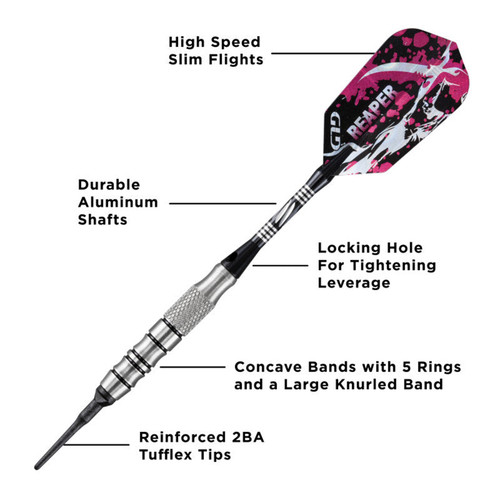 Great Lakes Dart Viper Grim Reaper Black Ring Soft Tip Darts 16g Great Lakes Dart Viper Grim Reaper Black Ring Soft Tip Darts 16g