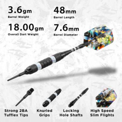 Great Lakes Dart Viper Black Ice Silver Soft Tip Darts 18g Great Lakes Dart Viper Black Ice Silver Soft Tip Darts 18g