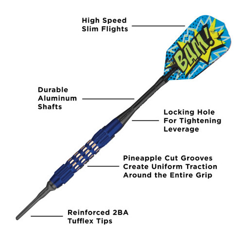 Great Lakes Dart Viper Comix BAM! Blue Soft Tip Darts 18g Great Lakes Dart Viper Comix BAM! Blue Soft Tip Darts 18g