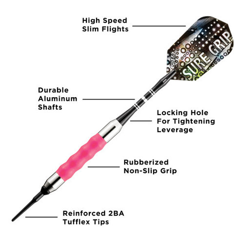 Great Lakes Dart Viper Sure Grip Pink Soft Tip Darts 18g Great Lakes Dart Viper Sure Grip Pink Soft Tip Darts 18g