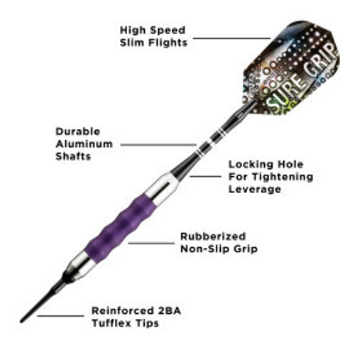 Great Lakes Dart Viper Sure Grip Purple Soft Tip Darts 18g Great Lakes Dart Viper Sure Grip Purple Soft Tip Darts 18g