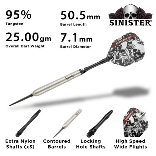 Great Lakes Dart Viper Sinister Steel Tip Darts 25g Great Lakes Dart Viper Sinister Steel Tip Darts 25g