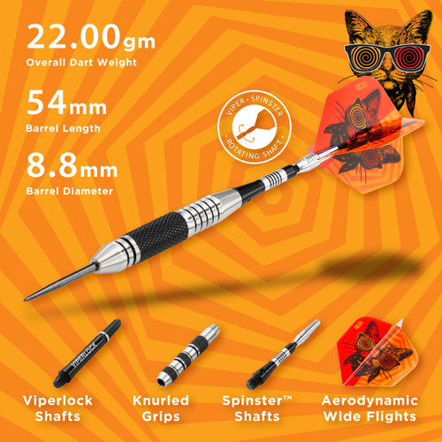 Great Lakes Dart Viper The Freak Single Band Steel Tip Darts 22g Great Lakes Dart Viper The Freak Single Band Steel Tip Darts 22g